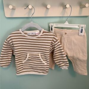 Zara Beige and White Striped Baby Outfit